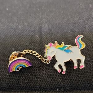 Whimsical Unicorn and Rainbow Pin
